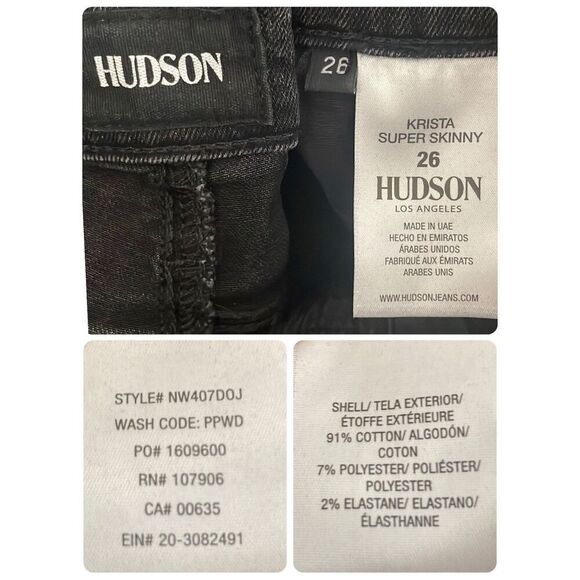 Hudson Krista Super Skinny Black Wash Jeans 26 - Picture 9 of 11